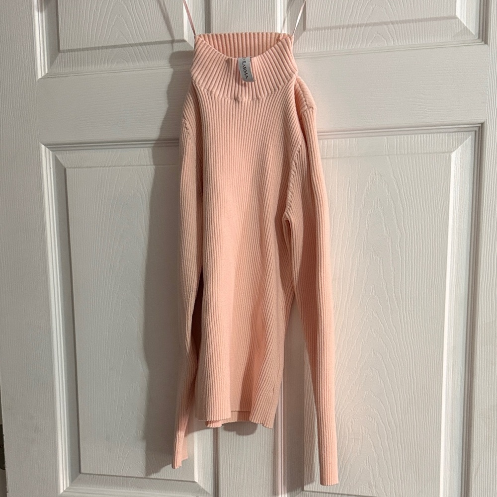Zara Blush Ribbed Knit Turtleneck